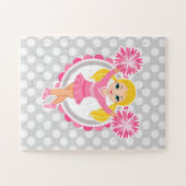 Roze Cheerleader Blonde - Cute Cheer Legpuzzel (Horizontaal)