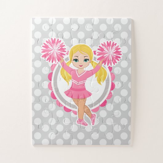 Roze Cheerleader Blonde - Cute Cheer Legpuzzel (Verticaal)