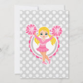 Roze Cheerleader - Blonde Girls Cheer Birthday Kaart (Achterkant)