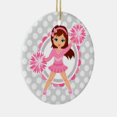 Roze Cheerleader Brunette - Cute Cheer Keramisch Ornament (Rechts)