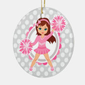 Roze Cheerleader Brunette - Cute Cheer Keramisch Ornament (Links)
