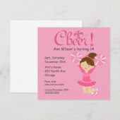 Roze Cheerleader Cheers Birthday Uitnodiging (Voorkant / Achterkant)