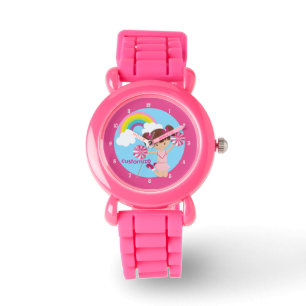 Roze Cheerleader Cute Custom Cheerleading Kinderen Horloge
