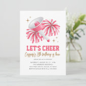 Roze Cheerleader Meisje Verjaardag Kaart (Staand voorkant)