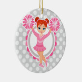 Roze Cheerleader Redhead - Cute Cheer Keramisch Ornament (Rechts)