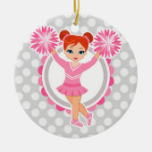 Roze Cheerleader Redhead - Cute Cheer Keramisch Ornament (Voorkant)