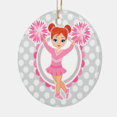Roze Cheerleader Redhead - Cute Cheer Keramisch Ornament (Links)