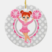 Roze Cheerleader Redhead - Cute Cheer Keramisch Ornament (Achterkant)
