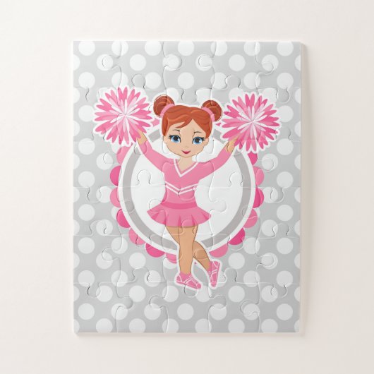 Roze Cheerleader Redhead - Cute Cheer Legpuzzel (Verticaal)