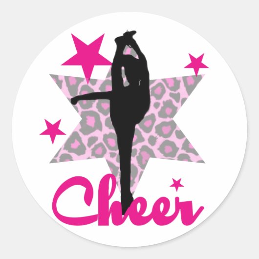 Roze cheerleader ronde sticker (Voorkant)
