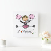 Roze Cheerleader Vierkante Klok (Huis)