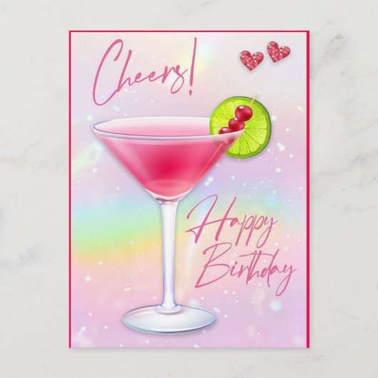 Roze Cheers Gefeliciteerd Verjaardagskaart Briefkaart (Voorkant)