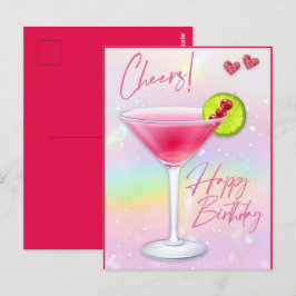 Roze Cheers Verjaardagsgroet Postkaart