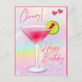Roze Cheers Verjaardagsgroet Postkaart