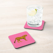 Roze Cheetah Beverage Coaster Bier Onderzetter (Rechterzijde)