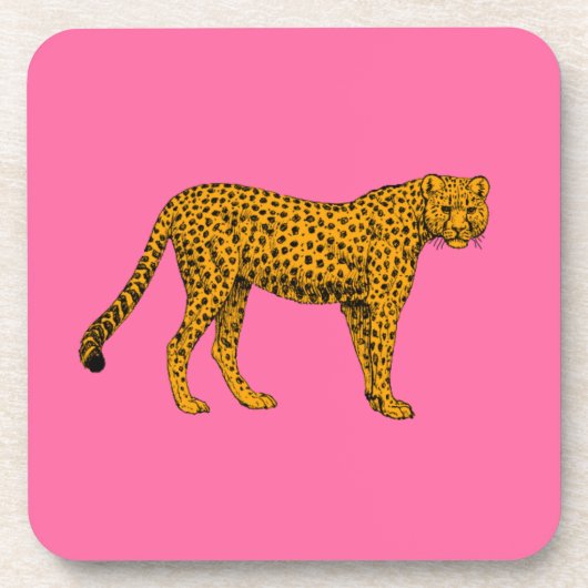 Roze Cheetah Beverage Coaster Bier Onderzetter (Voorkant)
