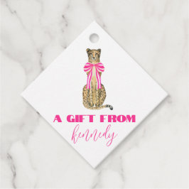 Roze Cheetah Bow Gift Label