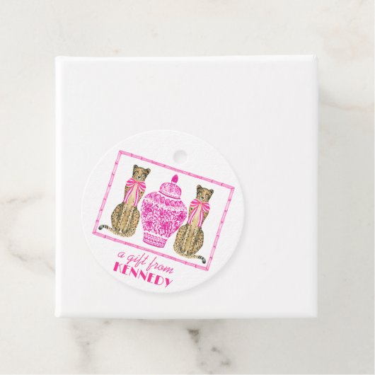Roze Cheetah Chinoserie Gift Label (In situ)