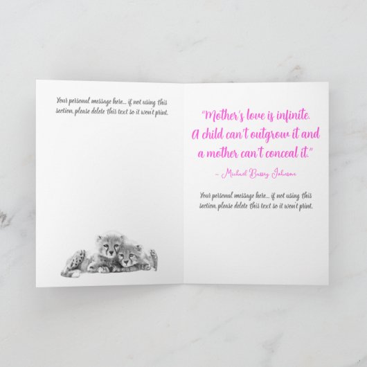 Roze Cheetah Cubs Zuster-in-Law Moederdag Kaart (Binnen)