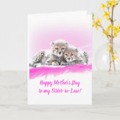 Roze Cheetah Cubs Zuster-in-Law Moederdag Kaart (Gele Bloem)