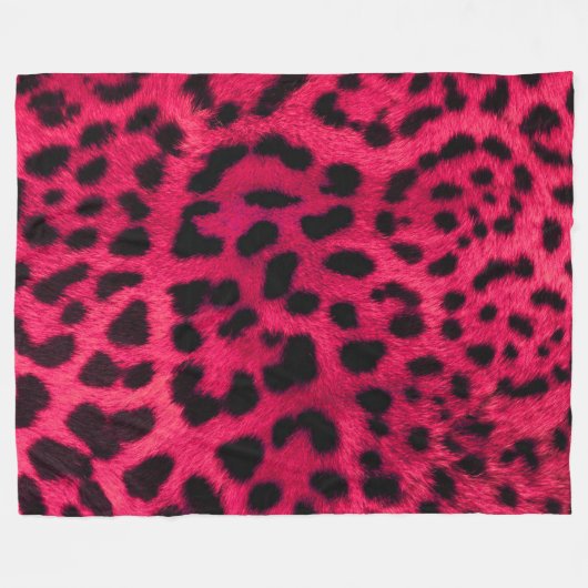 Roze Cheetah Fur Pattern Fleece Blanket (Voorkant (Horizontaal))