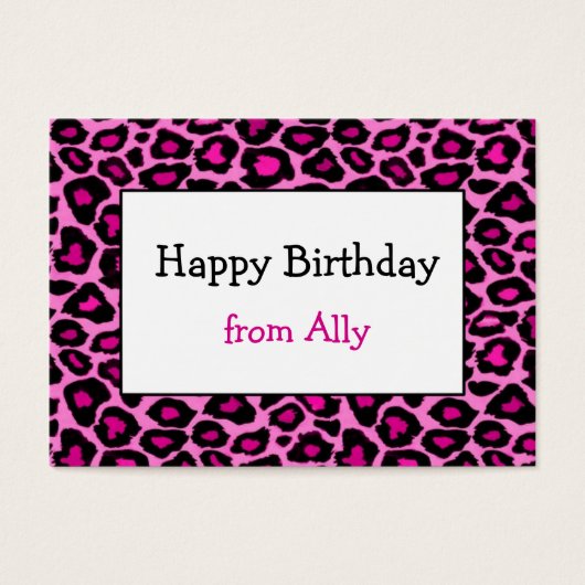 Roze Cheetah Gift Enclosure / Gift Label (#GIFT 00 Visitekaartje (Voorkant)