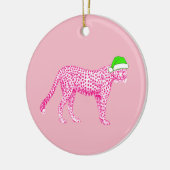 Roze Cheetah in een Santa Hat Keramisch Ornament (Links)