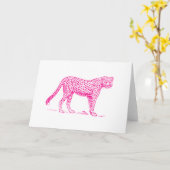Roze Cheetah Kaart (Gele Bloem)