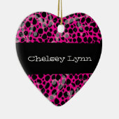 Roze Cheetah-kerstversiering afdrukken Keramisch Ornament (Rechts)