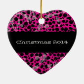 Roze Cheetah-kerstversiering afdrukken Keramisch Ornament (Achterkant)