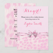 Roze Cheetah Leopard Bow Baby shower Meisje Uitnod Kaart (Voorkant / Achterkant)