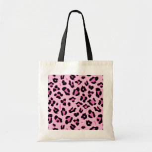 Roze Cheetah Leopard Print Black Spots Pattern Tote Bag
