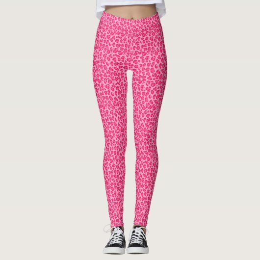 Roze Cheetah Leopard Print Leggings (Voorkant)
