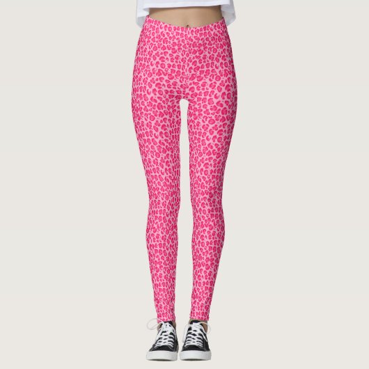 Roze Cheetah Leopard Print Leggings (Voorkant)