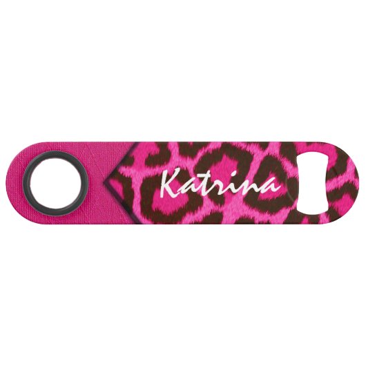 Roze Cheetah Monogram Speed Flessenopener (Voorkant (Horizontaal))