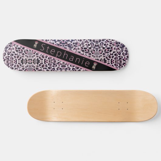 Roze Cheetah Persoonlijk Skateboard (Horizontaal)