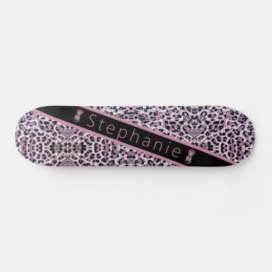 Roze Cheetah Persoonlijk Skateboard (Horizontaal)