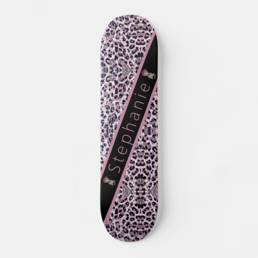 Roze Cheetah Persoonlijk Skateboard (Voorkant)