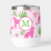Roze Cheetah Preppy Monogram Roze Achtergrond (Voorkant)
