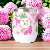 Roze Cheetah Preppy Monogram Roze Achtergrond