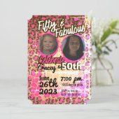 Roze Cheetah print 50e verjaardag Kaart (Staand voorkant)