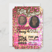 Roze Cheetah print 50e verjaardag Kaart (Voorkant)