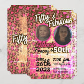 Roze Cheetah print 50e verjaardag Kaart (Voorkant / Achterkant)