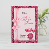 Roze Cheetah Print Baby shower Kaart (Staand voorkant)
