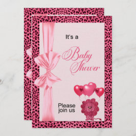 Roze Cheetah Print Baby shower Kaart