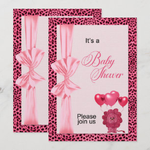 Roze Cheetah Print Baby shower Kaart