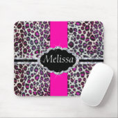 Roze Cheetah Print Diamond Monogram Muismat (Met muis)
