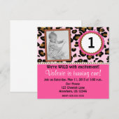 Roze Cheetah Print Girls Birthday Uitnodiging (Voorkant / Achterkant)