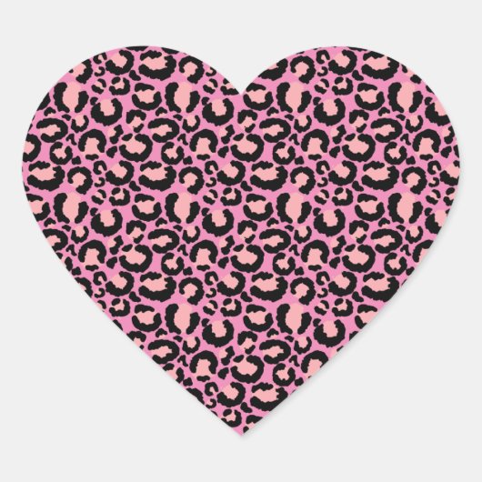 Roze Cheetah Print Hart Sticker (Voorkant)