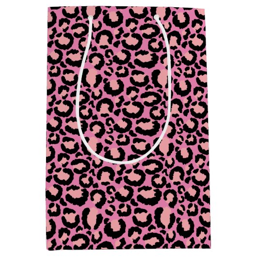 Roze Cheetah Print Medium Cadeauzakje (Voorkant)